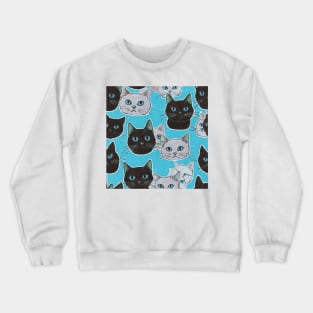 Black And White Cats Pattern Crewneck Sweatshirt